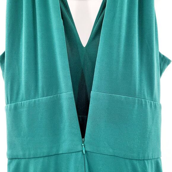 Vtg Laundry Shelli Segal Emerald Green Bodycon Sleeveless Twist Front Dress Sz 6 - Picture 7 of 11